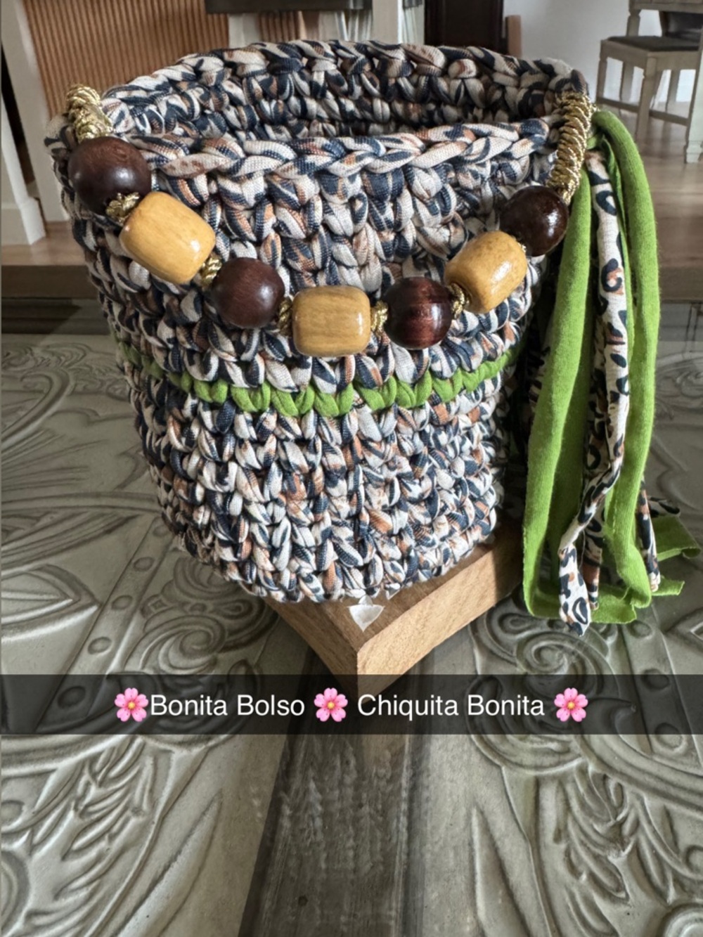 Bonita Bolso Handwoven Bucket Bag in Green and Multicolor by Yvonne ❤️